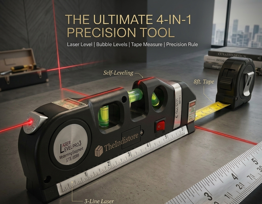 4-in-1 Laser Level with Measuring Tape for DIY [Pack of 2]