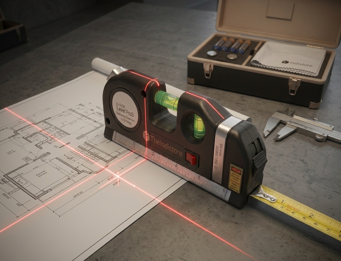 4-in-1 Laser Level with Measuring Tape for DIY [Pack of 2]