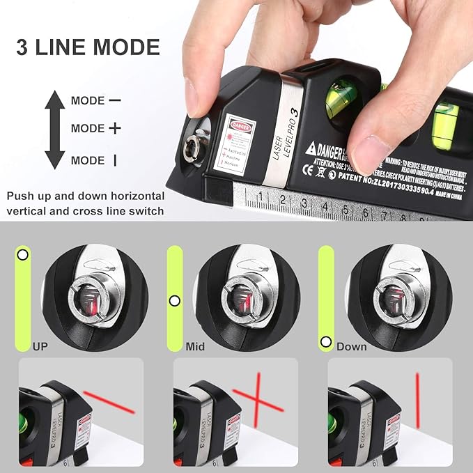 4-in-1 Laser Level with Measuring Tape for DIY [Pack of 2]