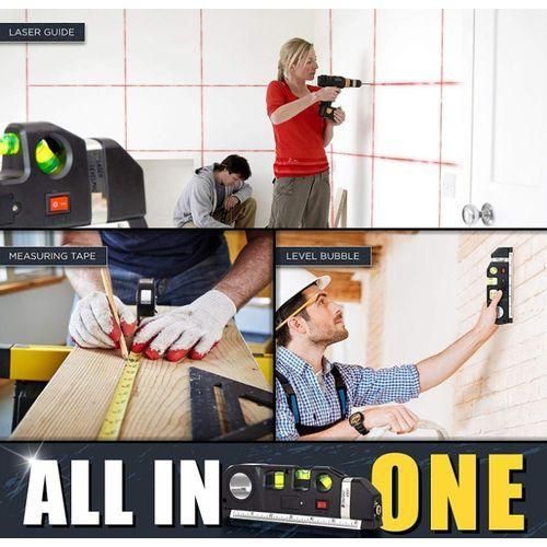 4-in-1 Laser Level with Measuring Tape for DIY [Pack of 2]