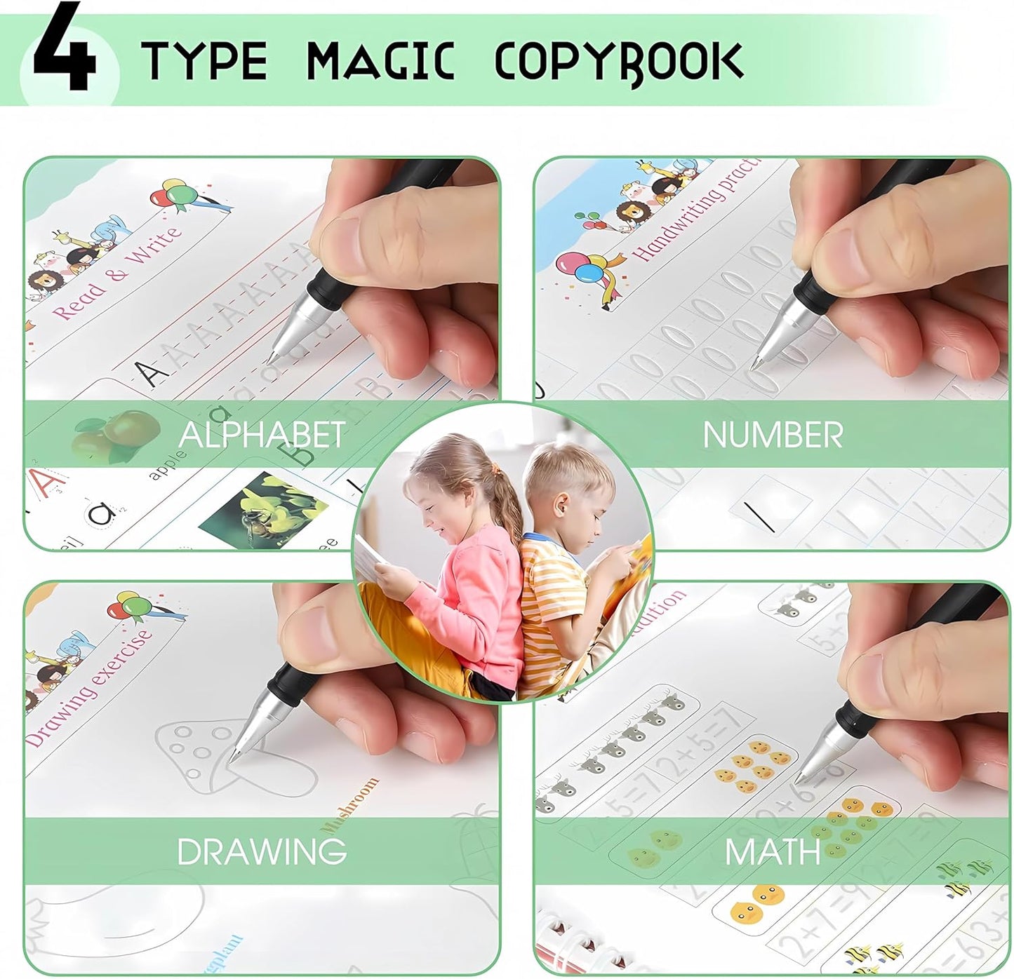 Sank Magic Practice Copybook (4 BOOKS,1 PEN,1 GRIP,5 REFILL)